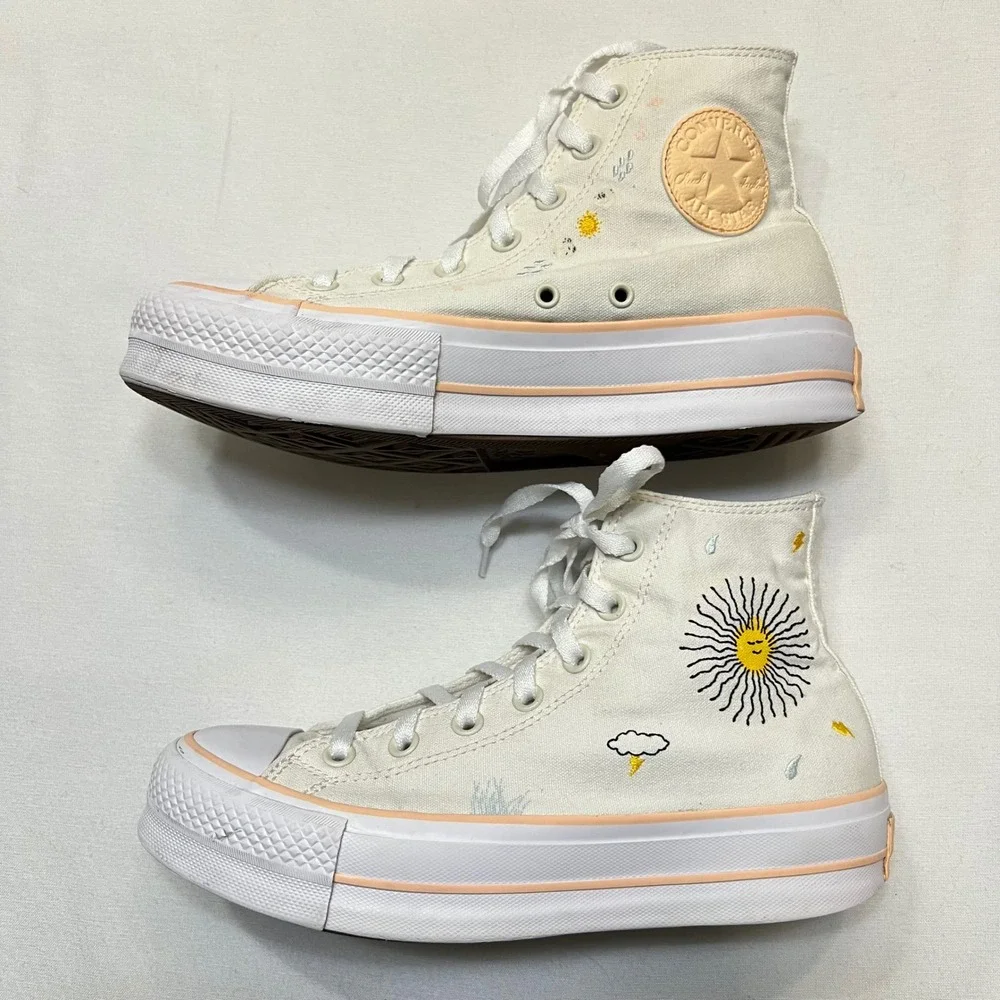 Converse Chuck Taylor All Star Lift Platform High Top Cream Sneakers Women's 8.5 - Picture 3 of 11